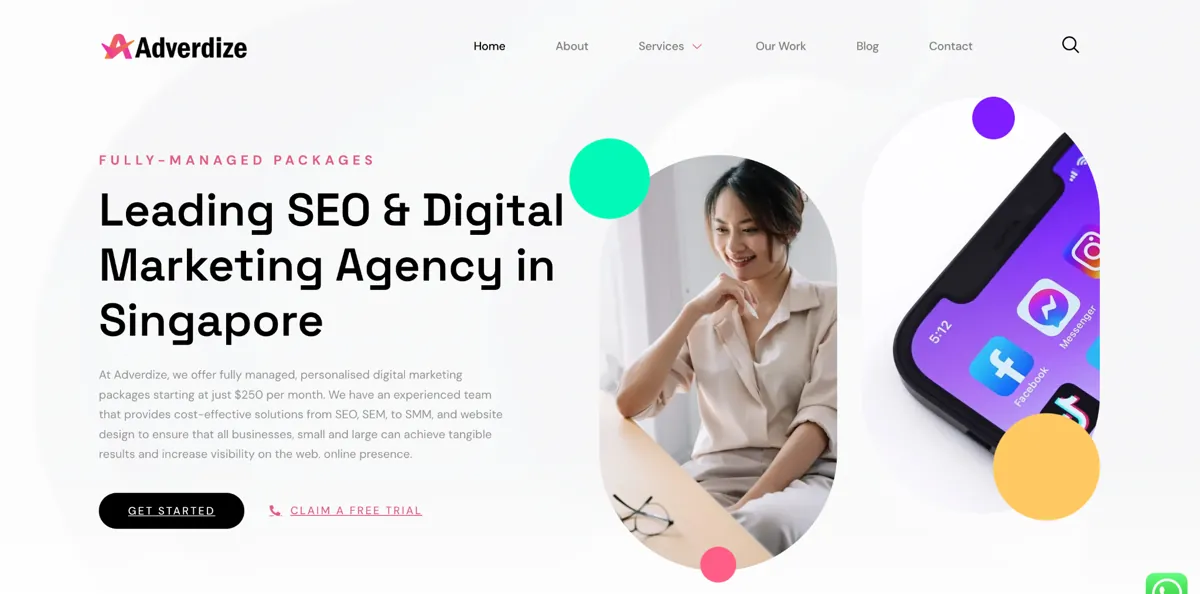 Adverdize website homepage