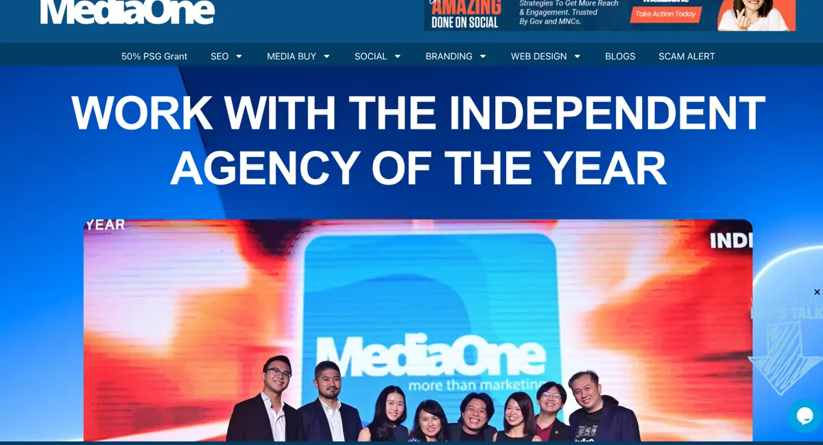 MediaOne website homepage