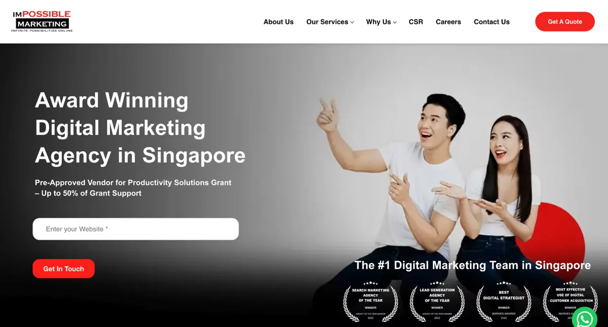 Impossible Marketing website homepage